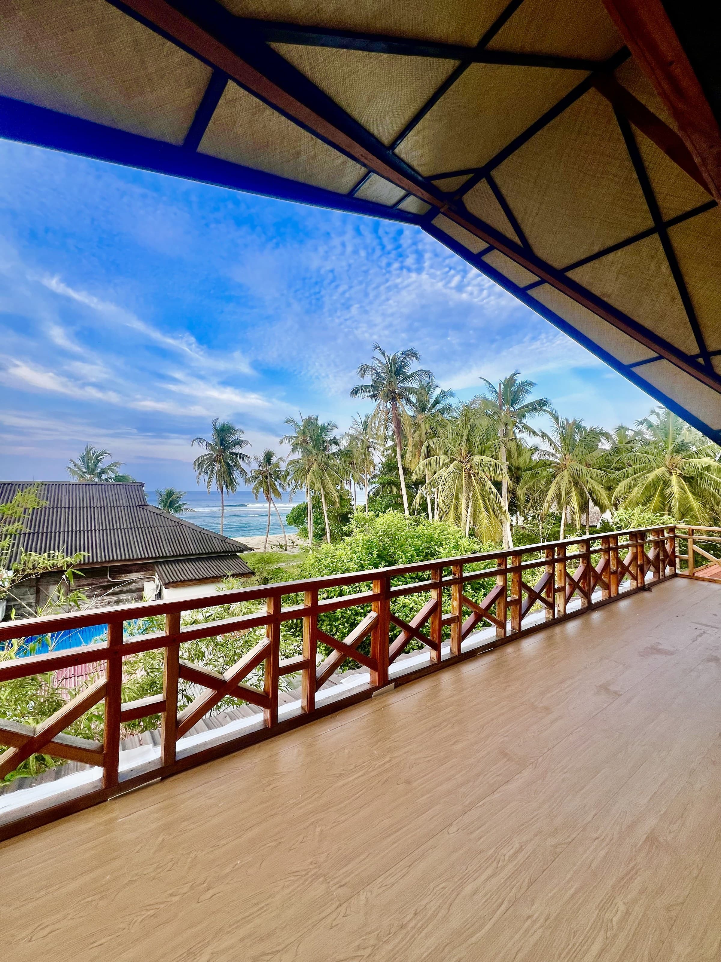 Looking out from the loft terrace to the ocean